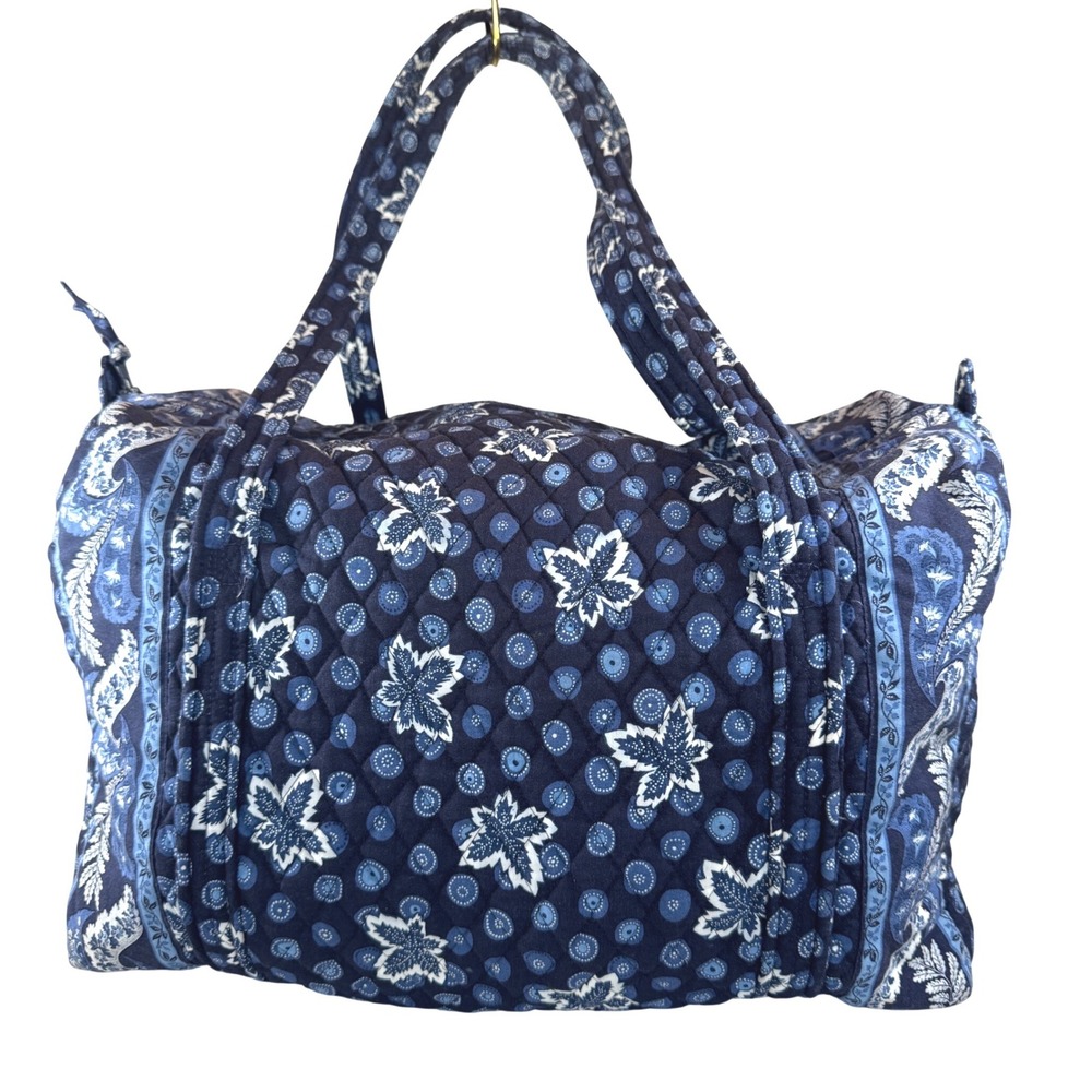Retired Vintage Vera Bradley Indigo Pop Quilted Duffel Travel Gym Bag